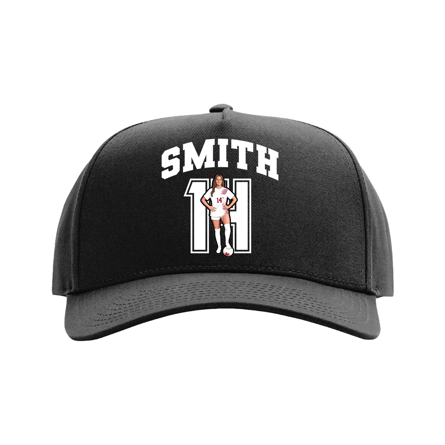 Full Fabric Five-Panel Champ Cap — Number in Black