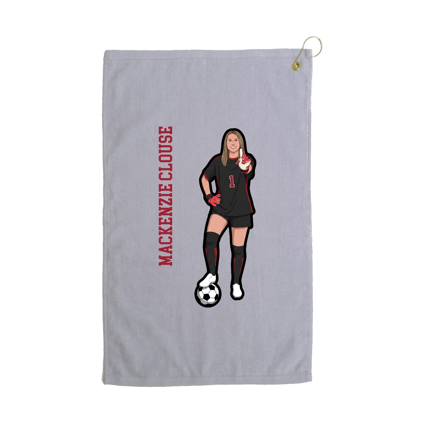 Golf Towel — Name Vertical in Grey