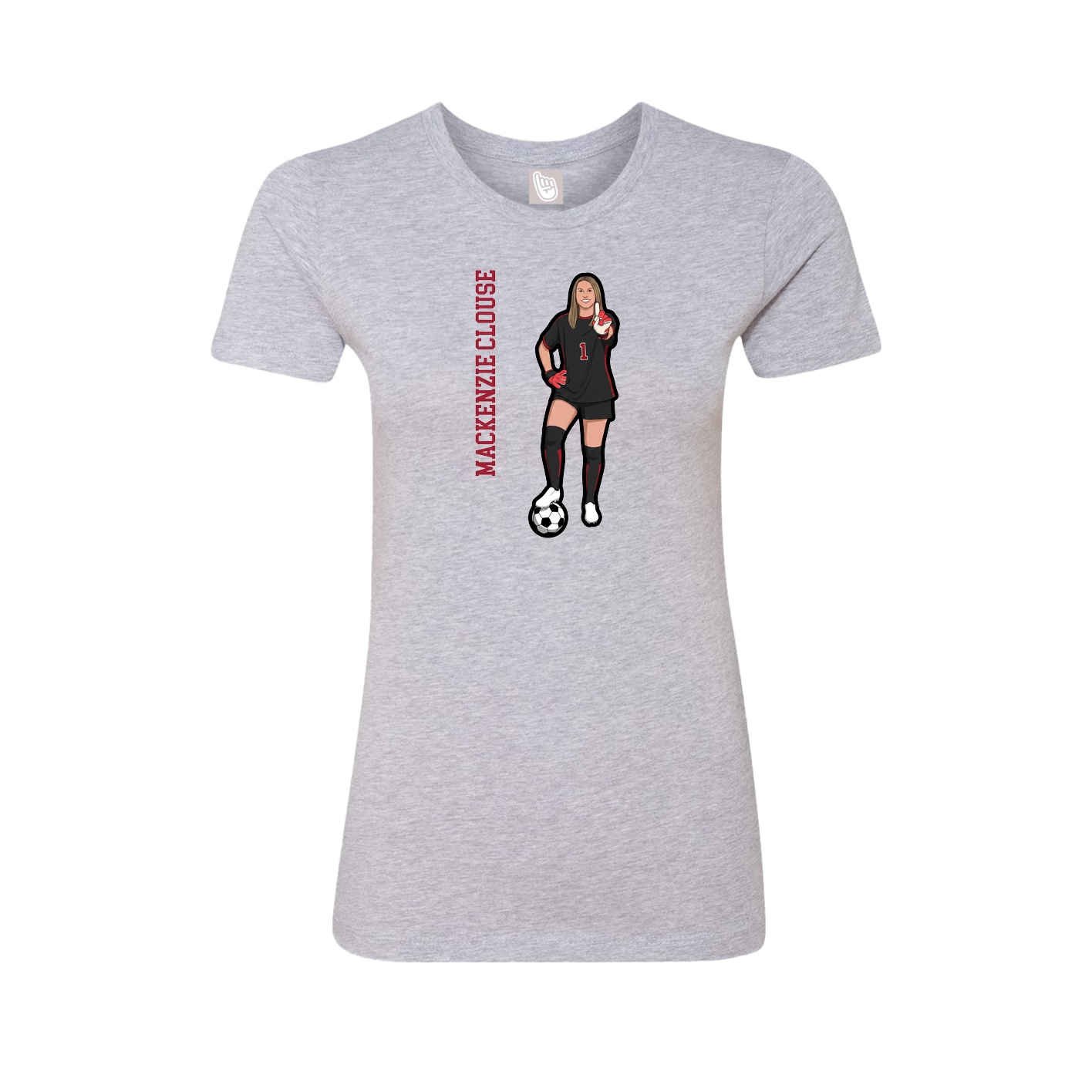 Fitted Women's Tee — Name Vertical in Grey
