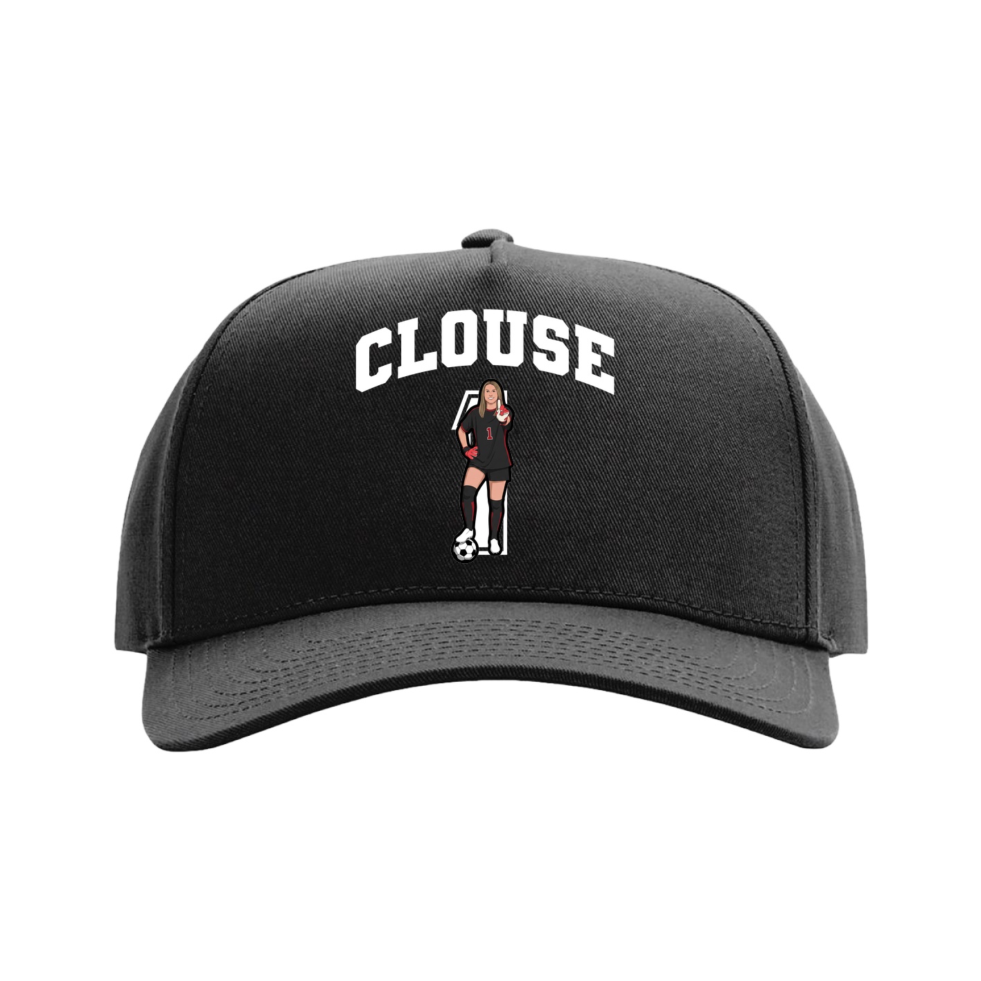 Full Fabric Five-Panel Champ Cap — Number in Black