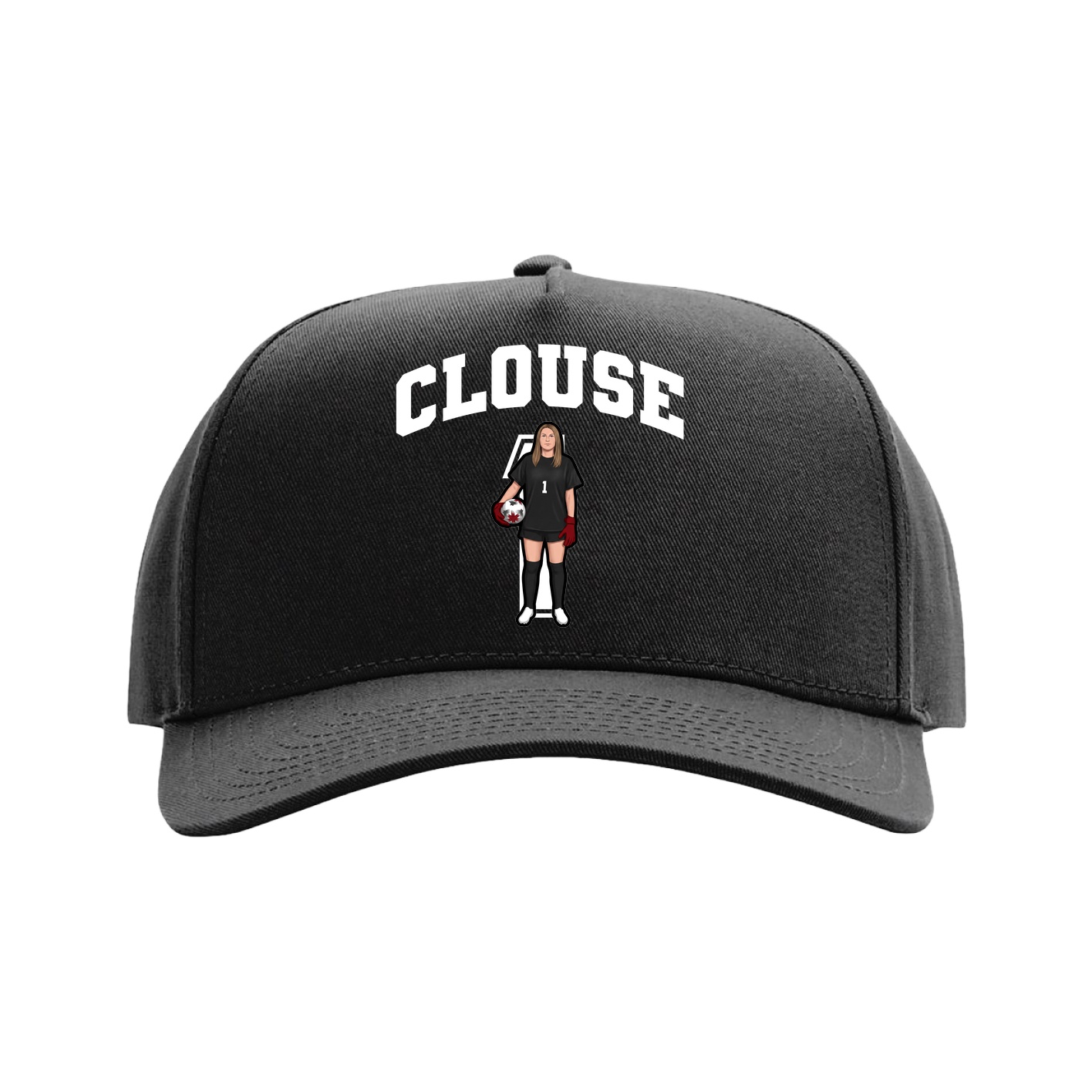 Full Fabric Five-Panel Champ Cap — Number in Black