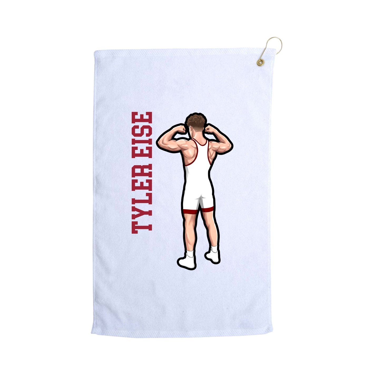 Golf Towel — Name Vertical in White