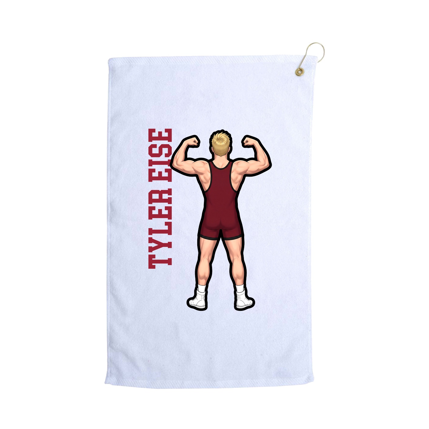 Golf Towel — Name Vertical in White