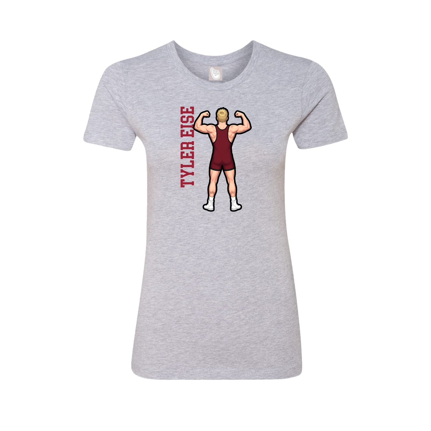 Fitted Women's Tee — Name Vertical in Grey