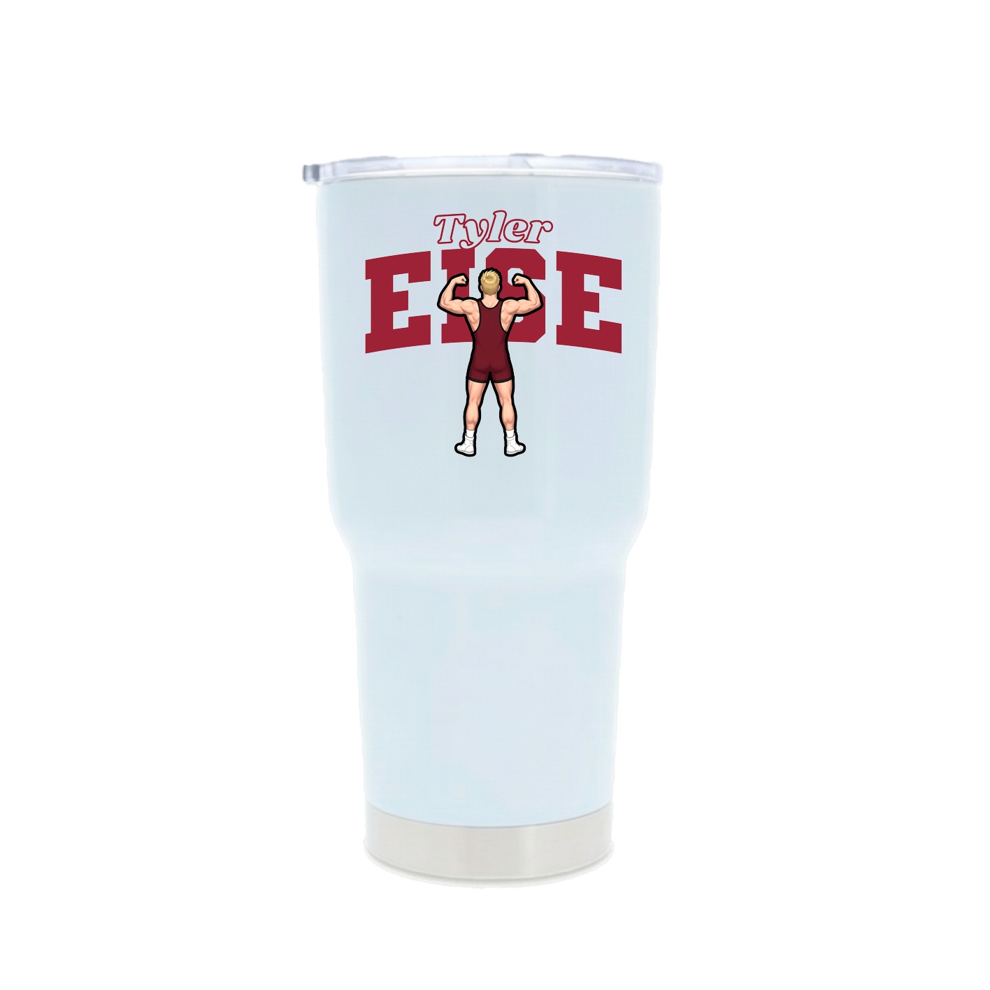 30oz Stainless Steel Tumbler — Name Arch in White