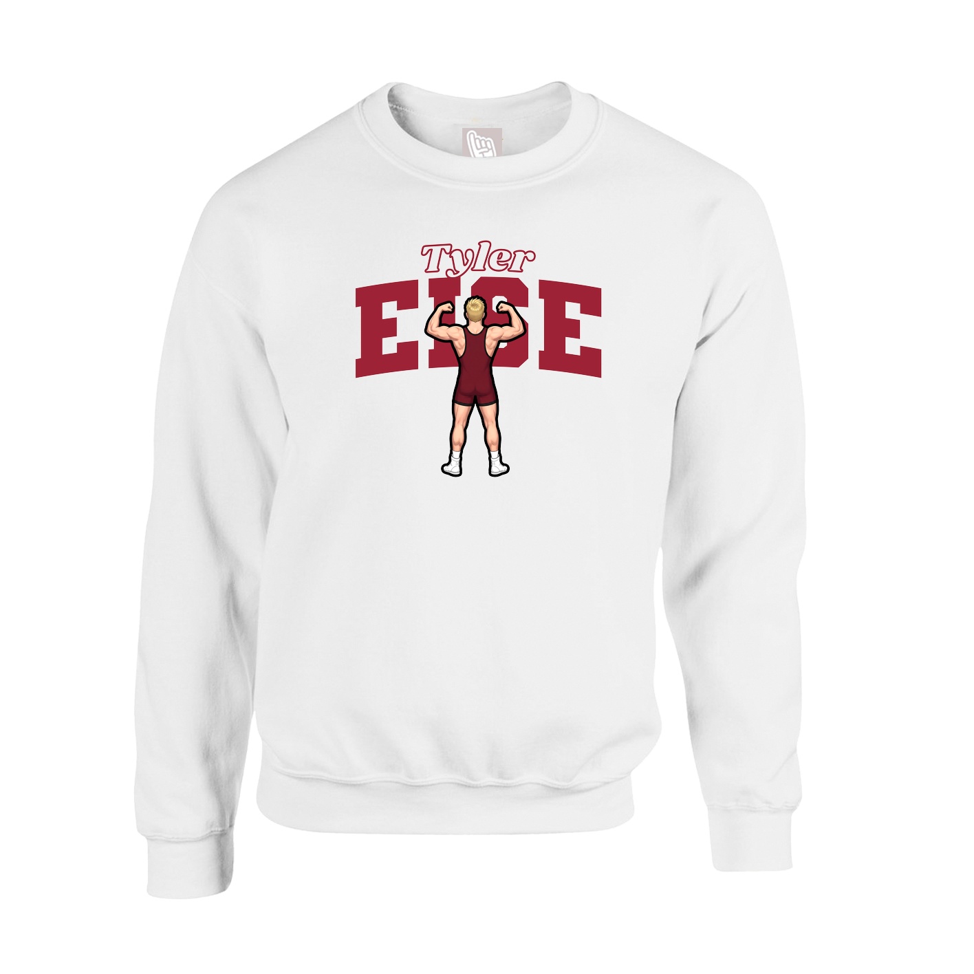 Fleece Crew — Name Arch in White
