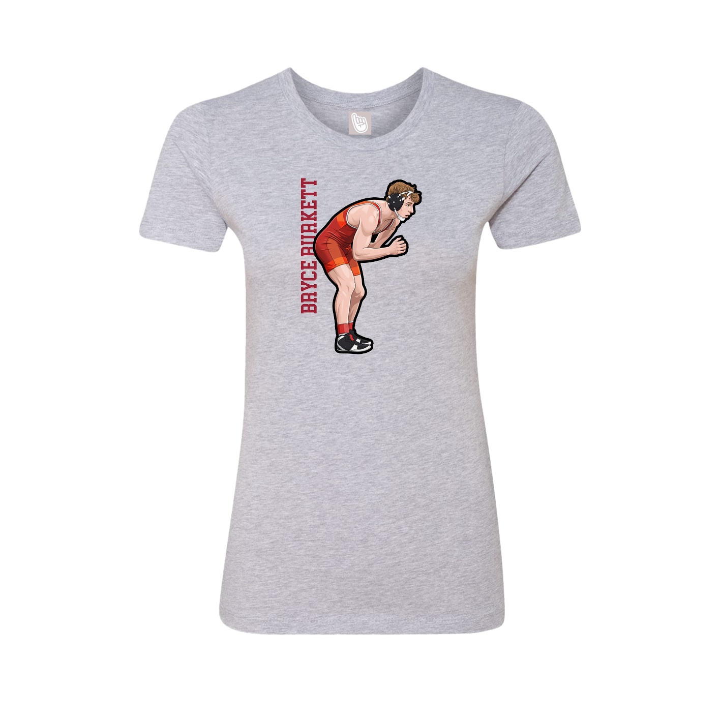 Fitted Women's Tee — Name Vertical in Grey