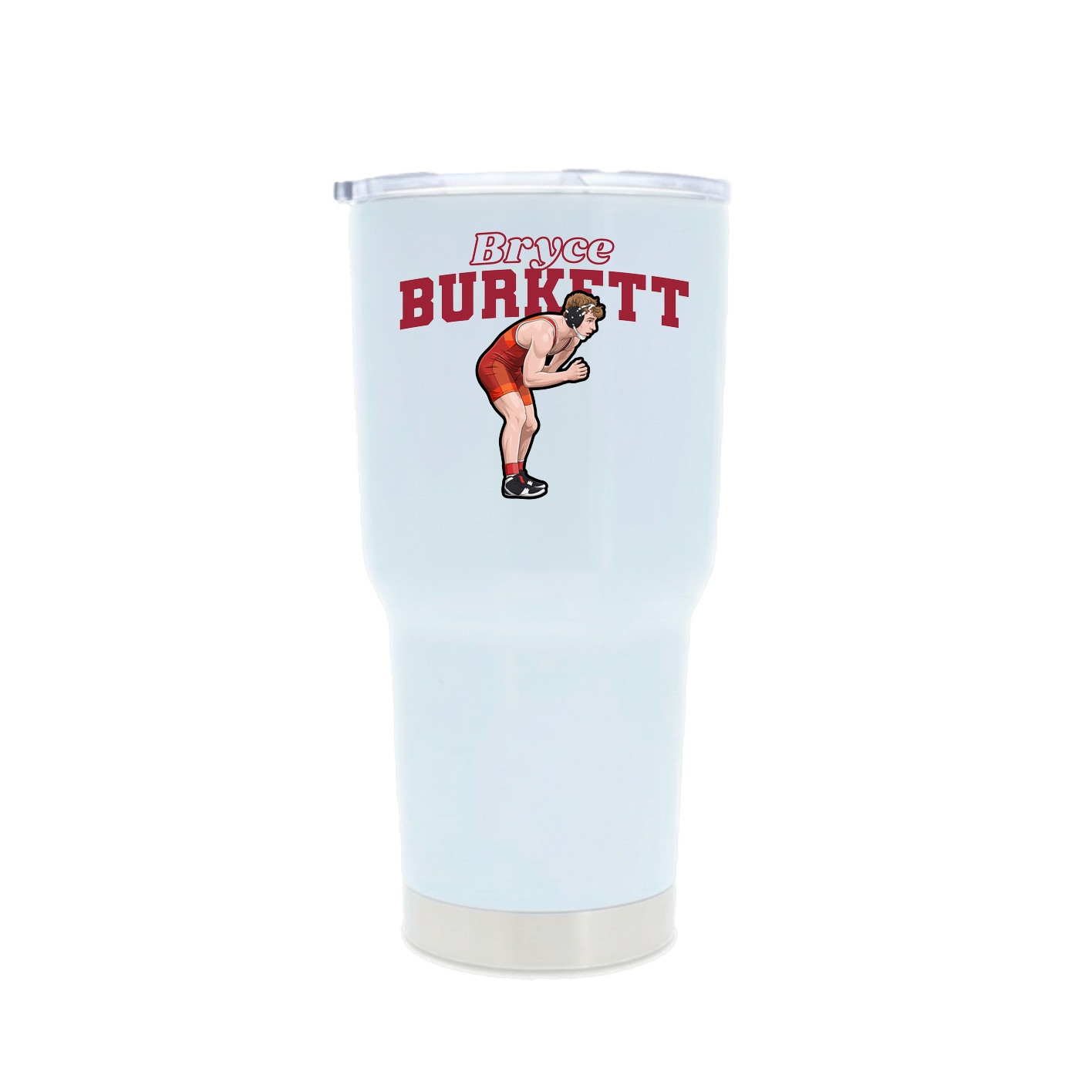 30oz Stainless Steel Tumbler — Name Arch in White