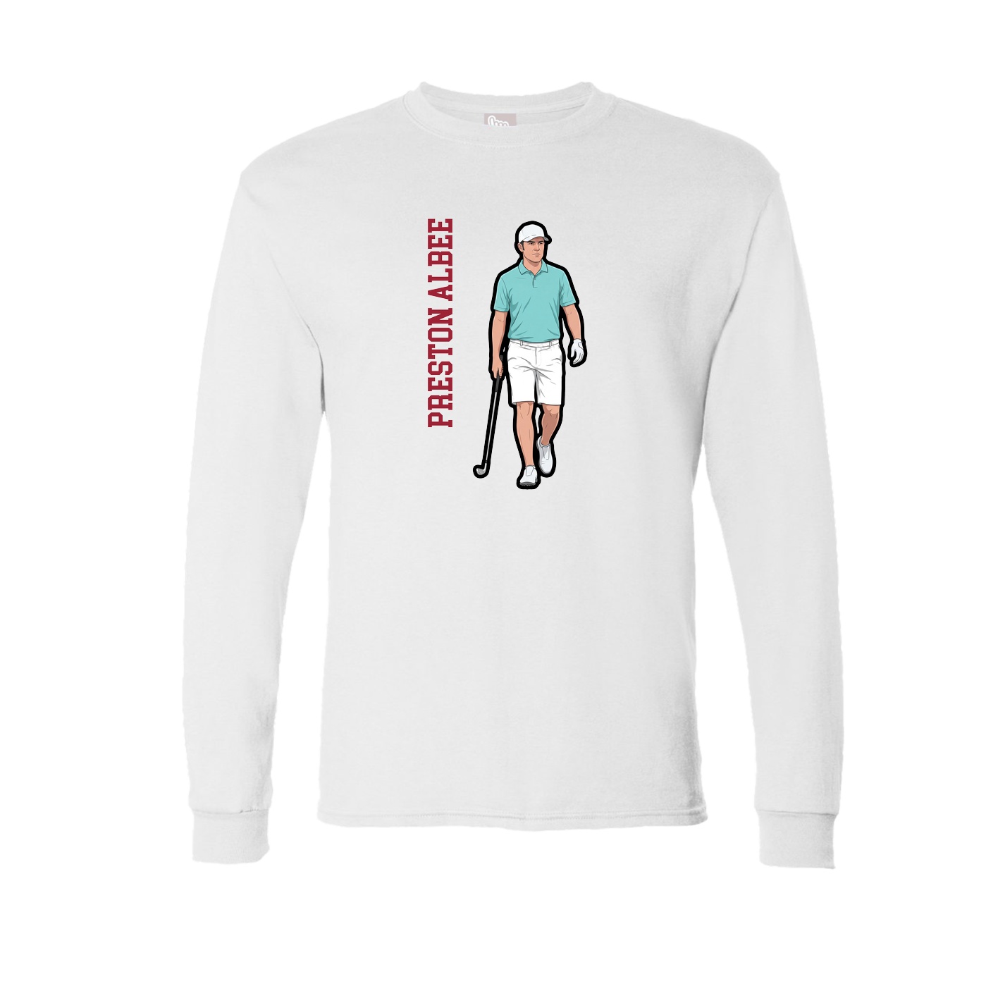 Long Sleeve Tee — Name Vertical in White