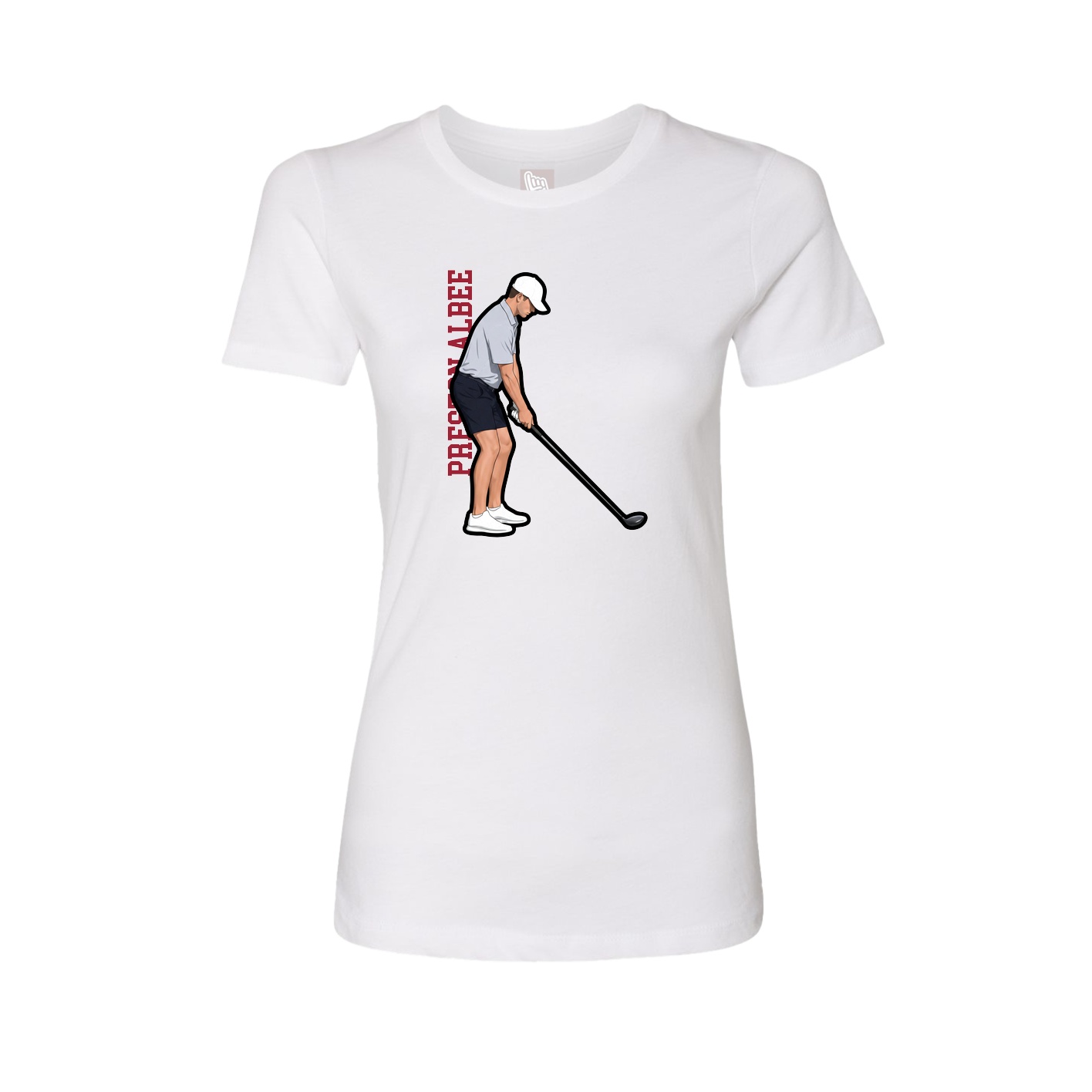 Fitted Women's Tee — Name Vertical in White
