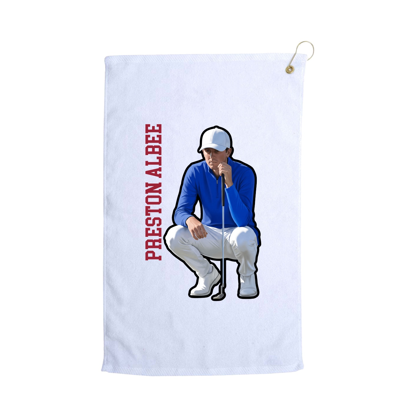 Golf Towel — Name Vertical in White
