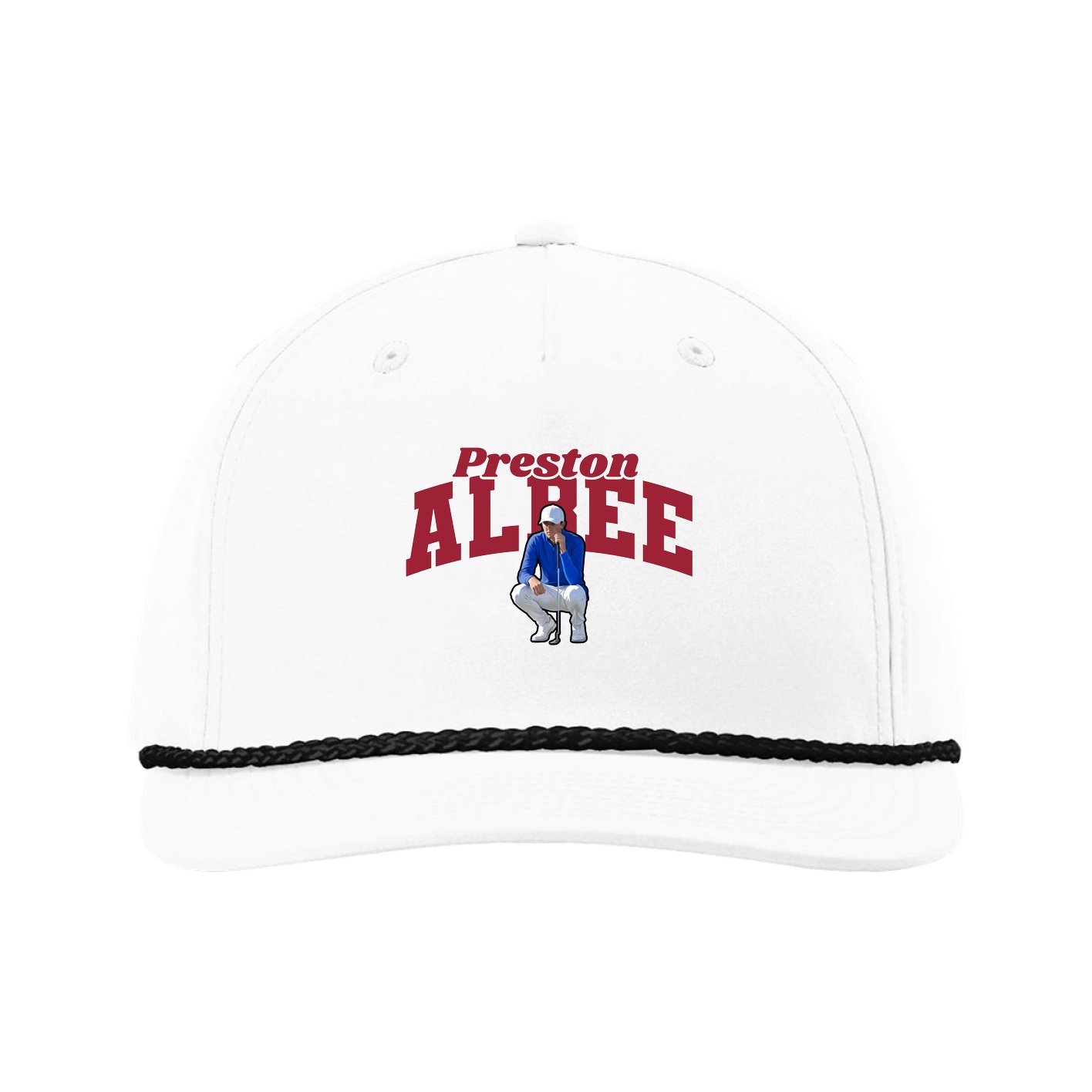 Five-Panel Classic Rope Cap — Signature Arch in White