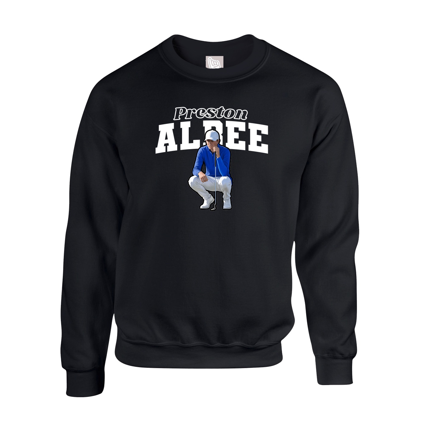 Fleece Crew — Name Arch in Black