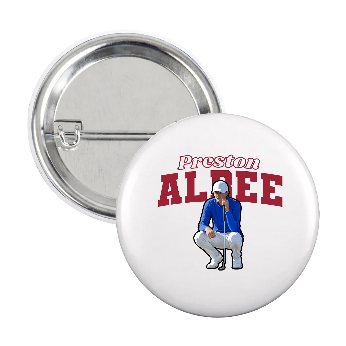 Game Day Button — Name Arch in White