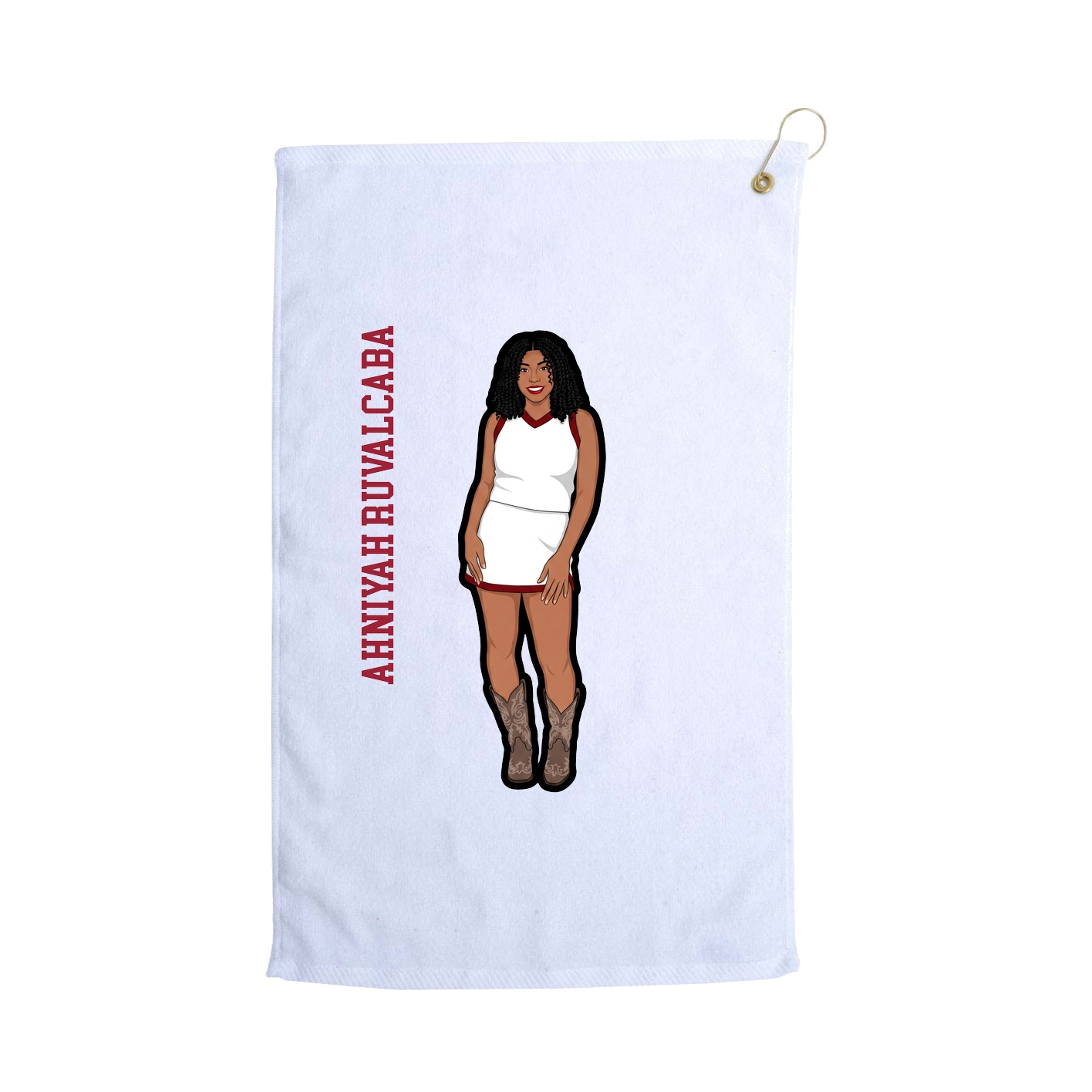 Golf Towel — Name Vertical in White