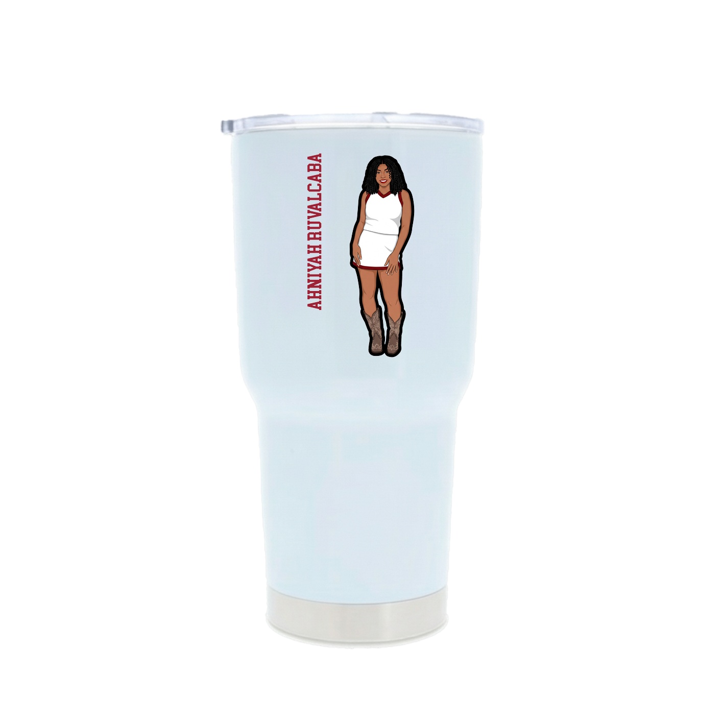 30oz Stainless Steel Tumbler — Name Vertical in White