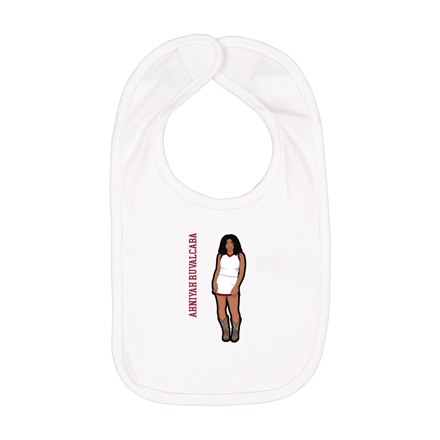 Infant Bib — Name Vertical in White