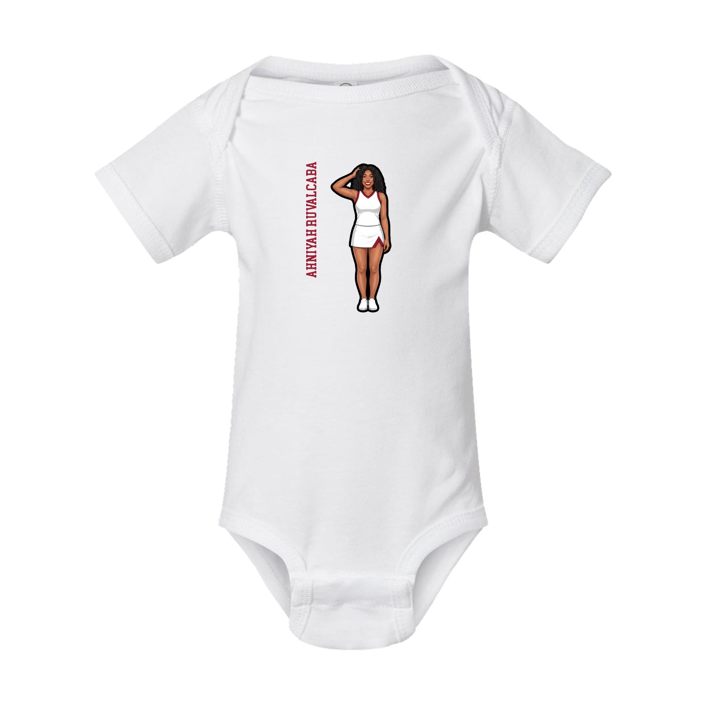Baby Onesie — Name Vertical in White