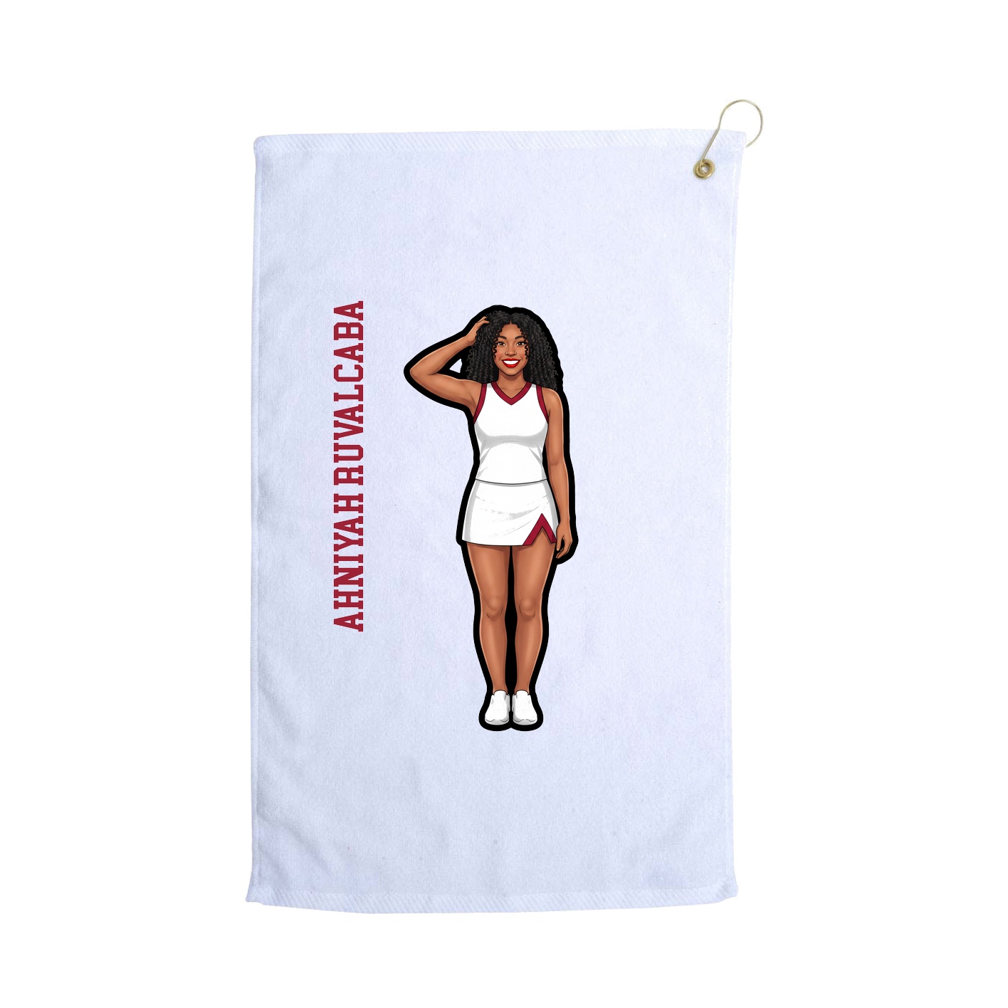 Golf Towel — Name Vertical in White
