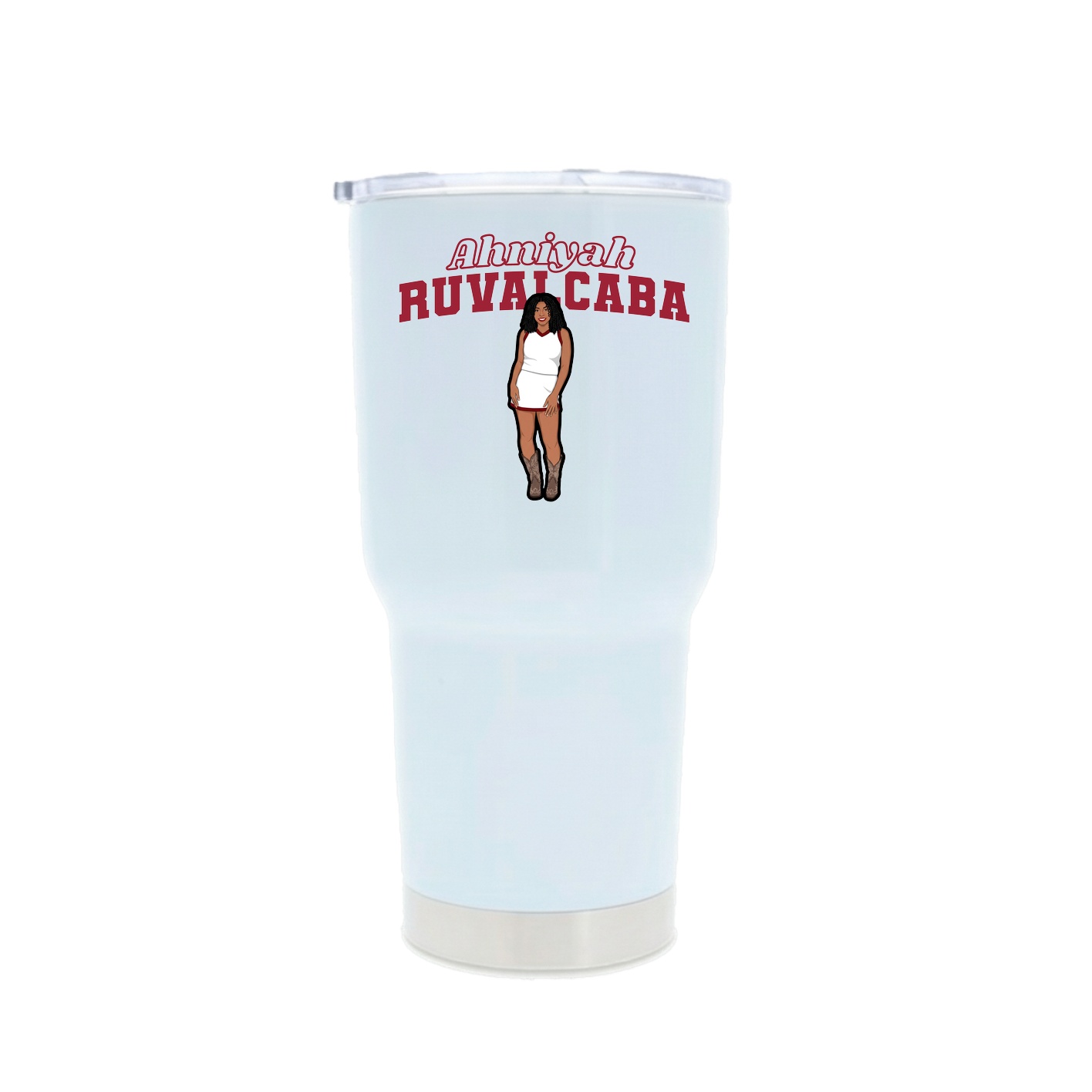 30oz Stainless Steel Tumbler — Name Arch in White