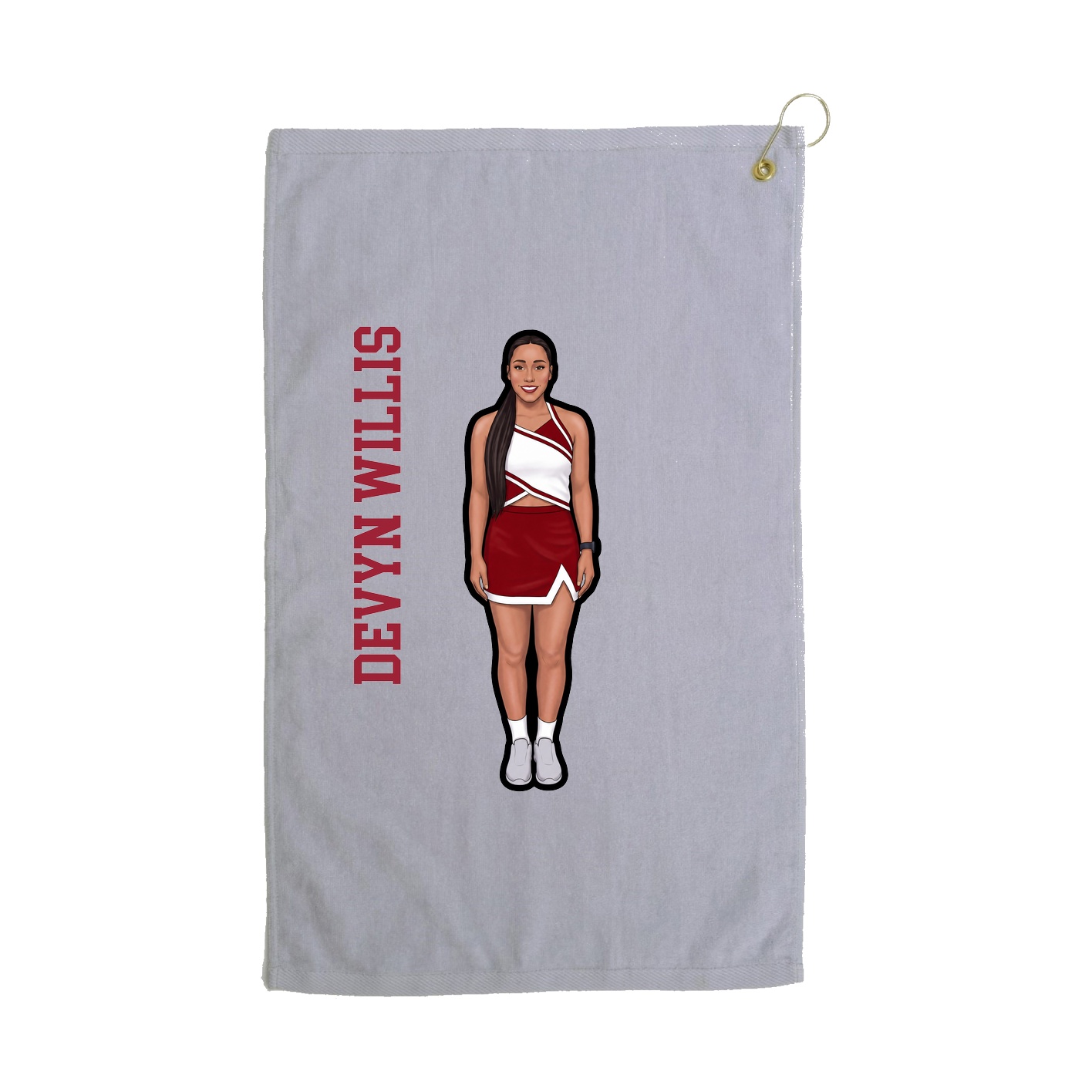 Golf Towel — Name Vertical in Grey