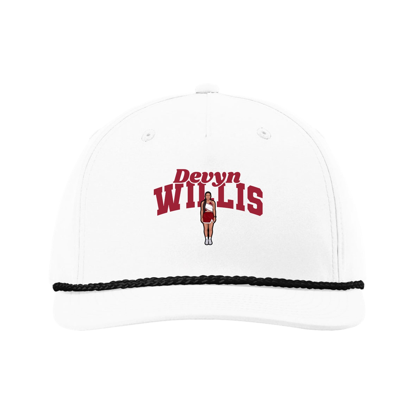 Five-Panel Classic Rope Cap — Signature Arch in White