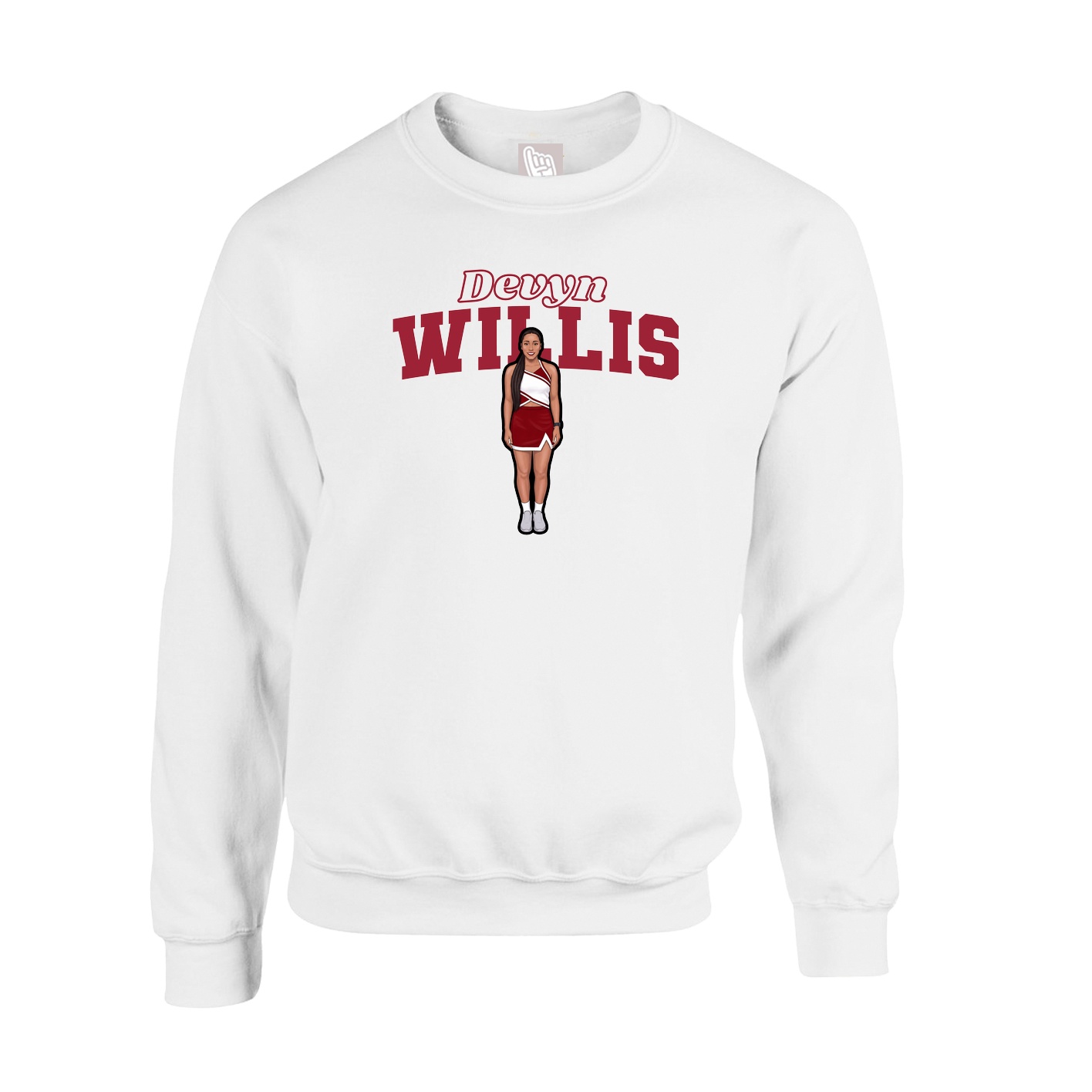 Fleece Crew — Name Arch in White
