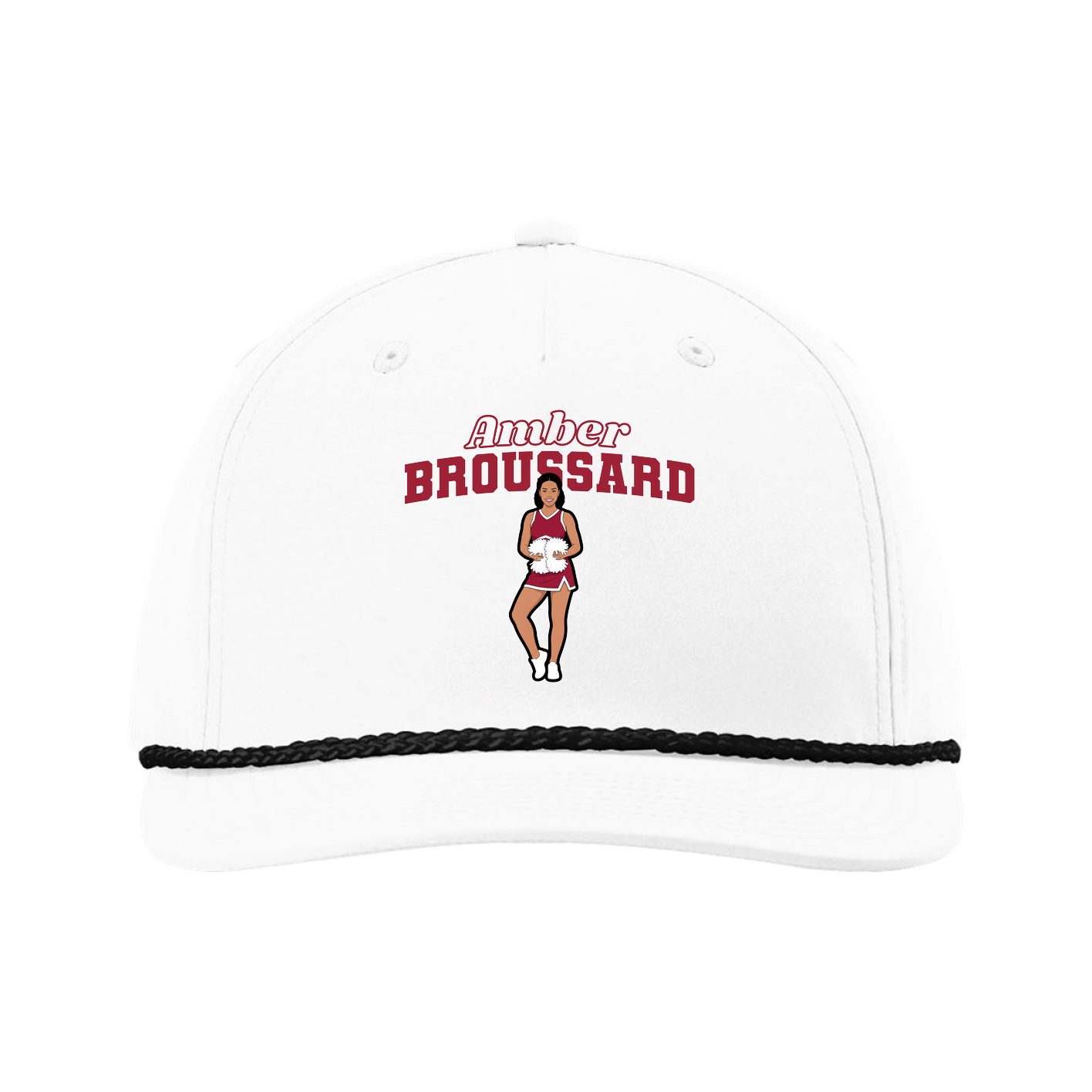 Five-Panel Classic Rope Cap — Name Arch in White