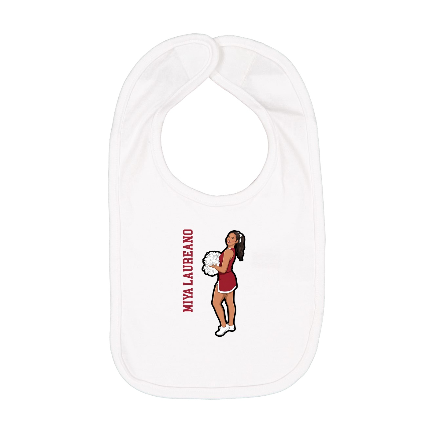 Infant Bib — Name Vertical in White