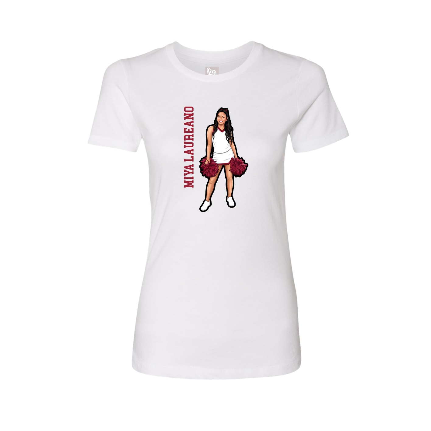 Fitted Women's Tee — Name Vertical in White