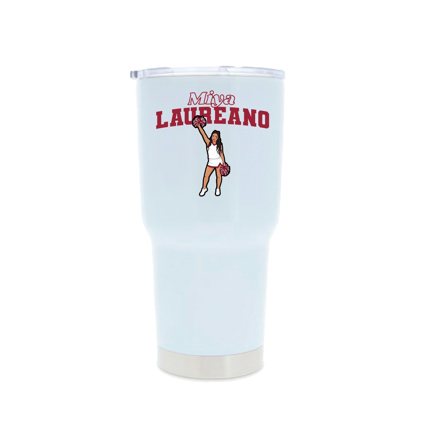 30oz Stainless Steel Tumbler — Name Arch in White