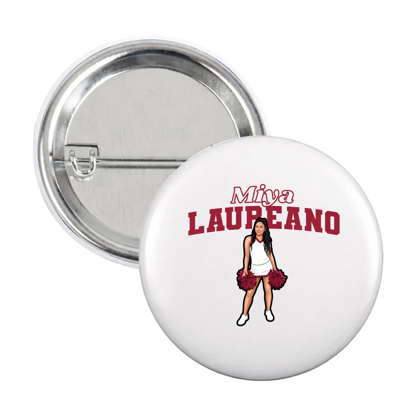 Game Day Button — Name Arch in White