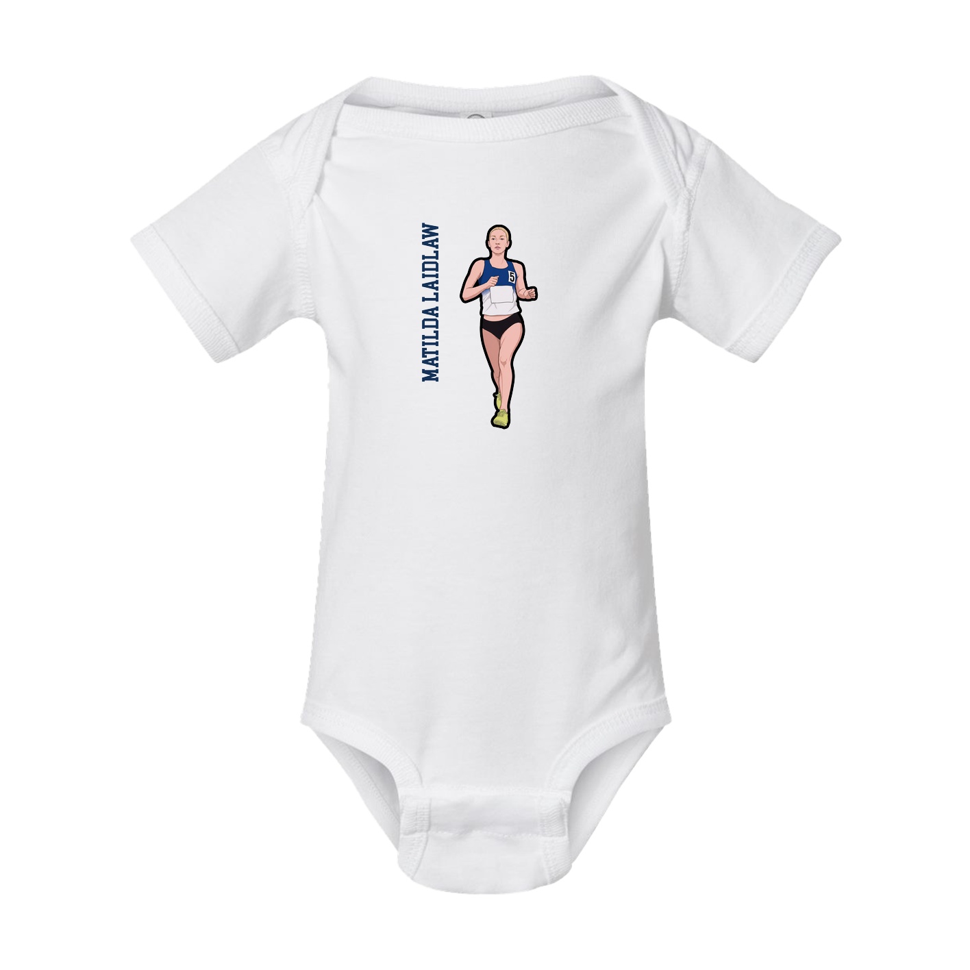 Baby Onesie — Name Vertical in White