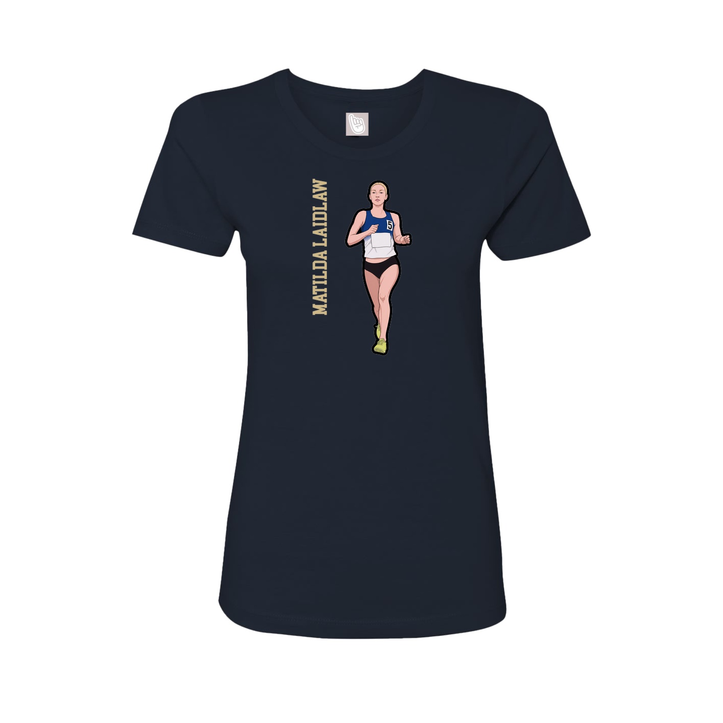Fitted Women's Tee — Name Vertical in Navy