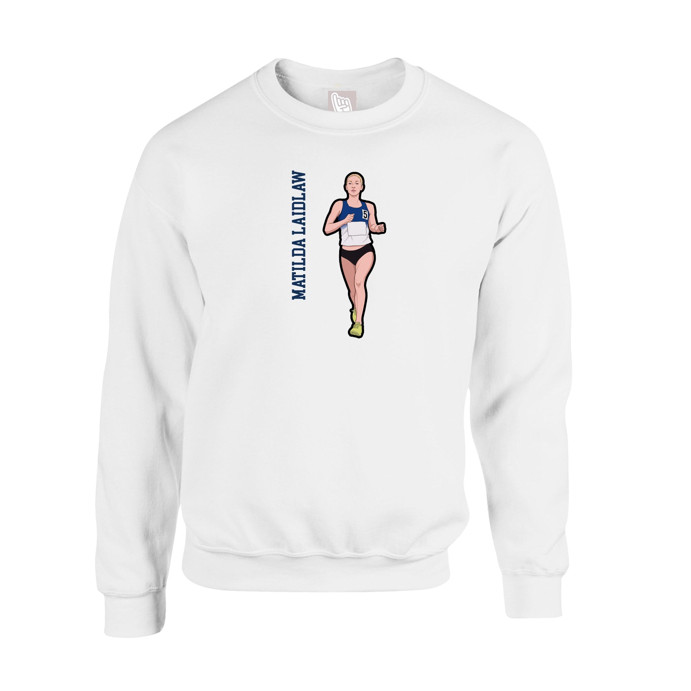 Fleece Crew — Name Vertical in White