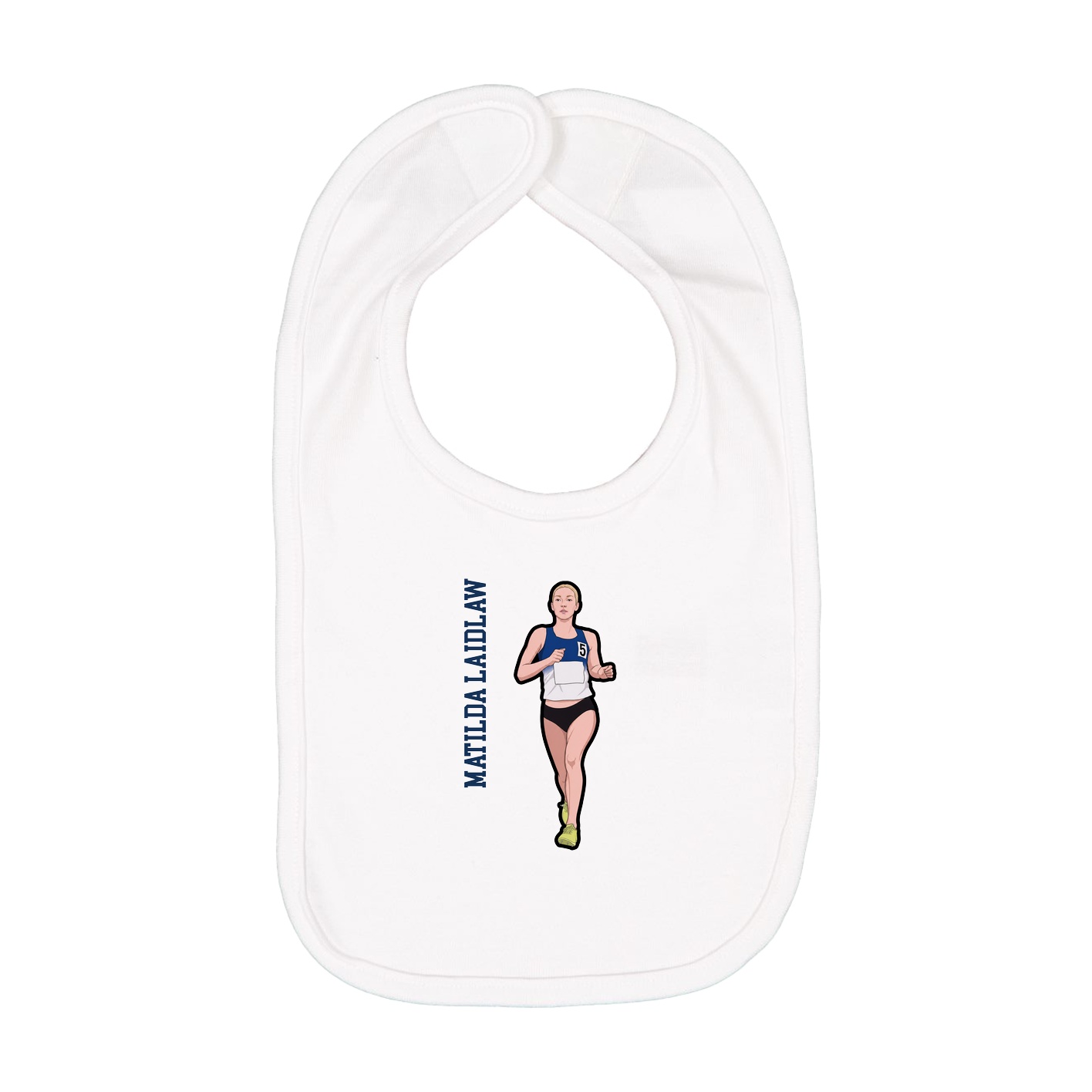 Infant Bib — Name Vertical in White
