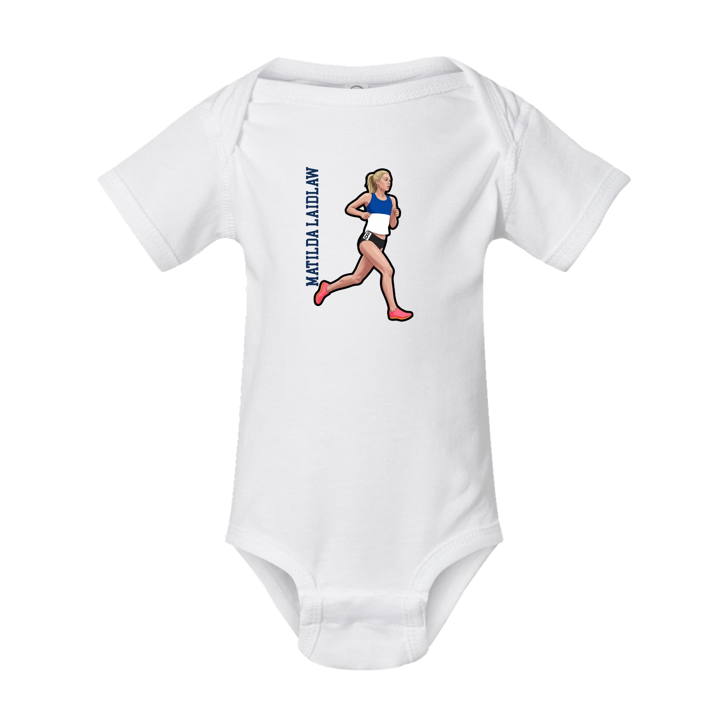 Baby Onesie — Name Vertical in White