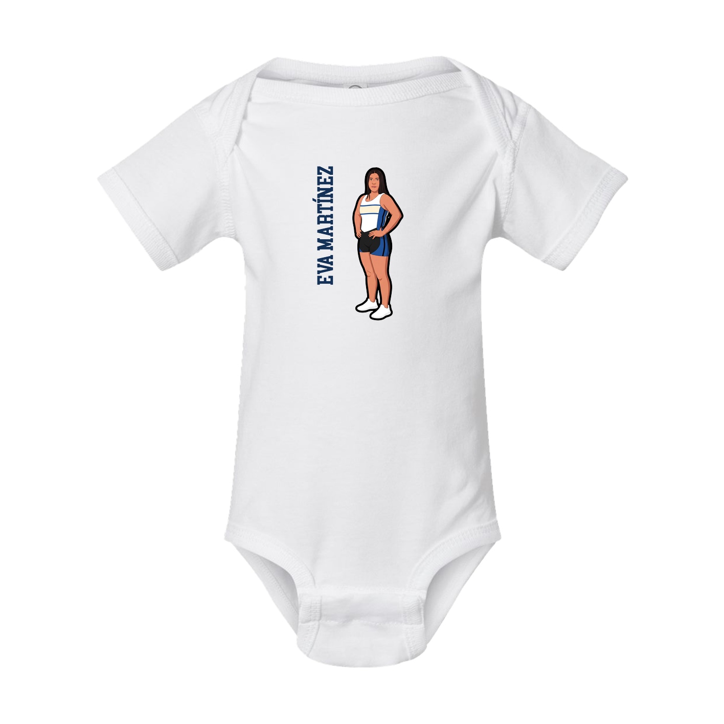 Baby Onesie — Name Vertical in White
