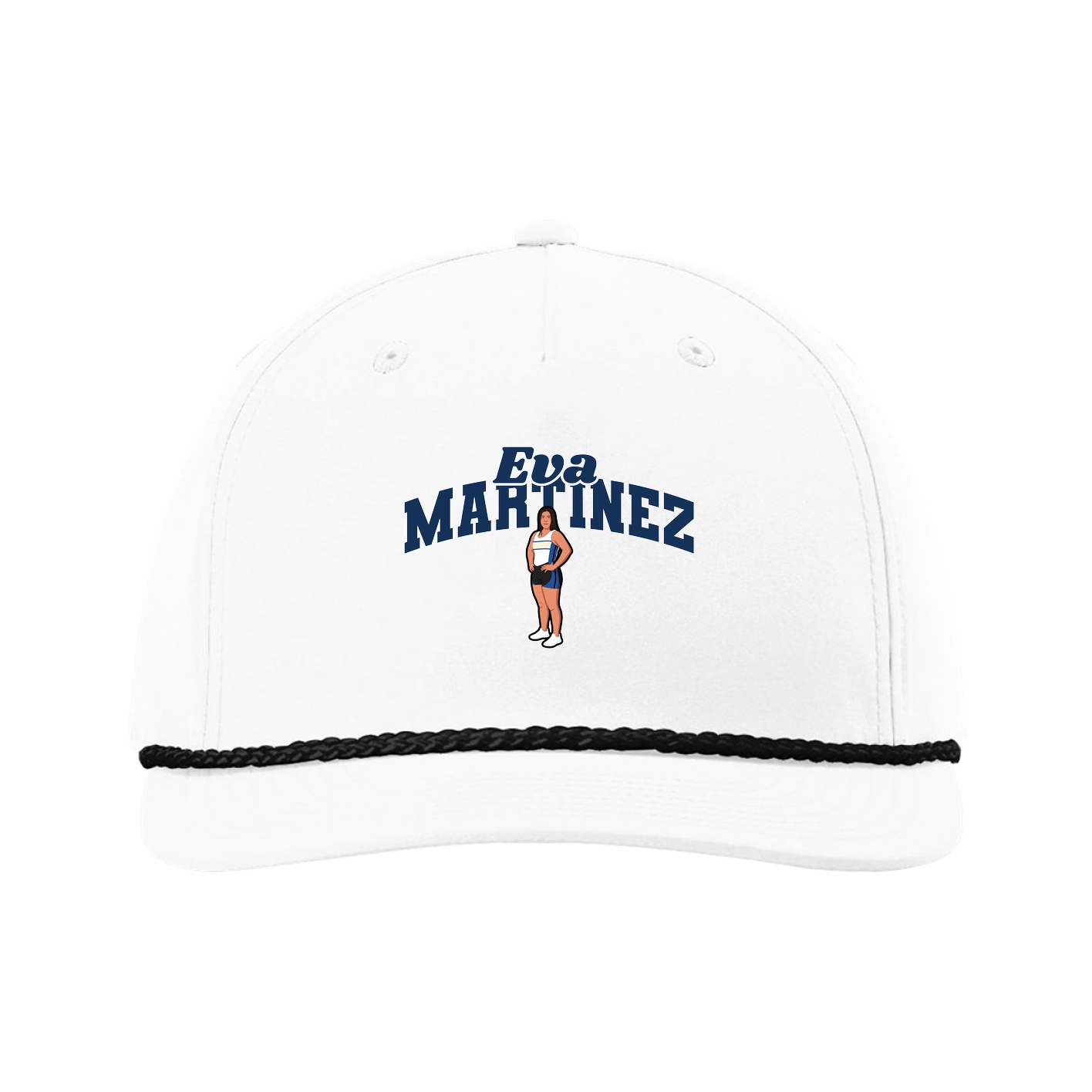 Five-Panel Classic Rope Cap — Signature Arch in White