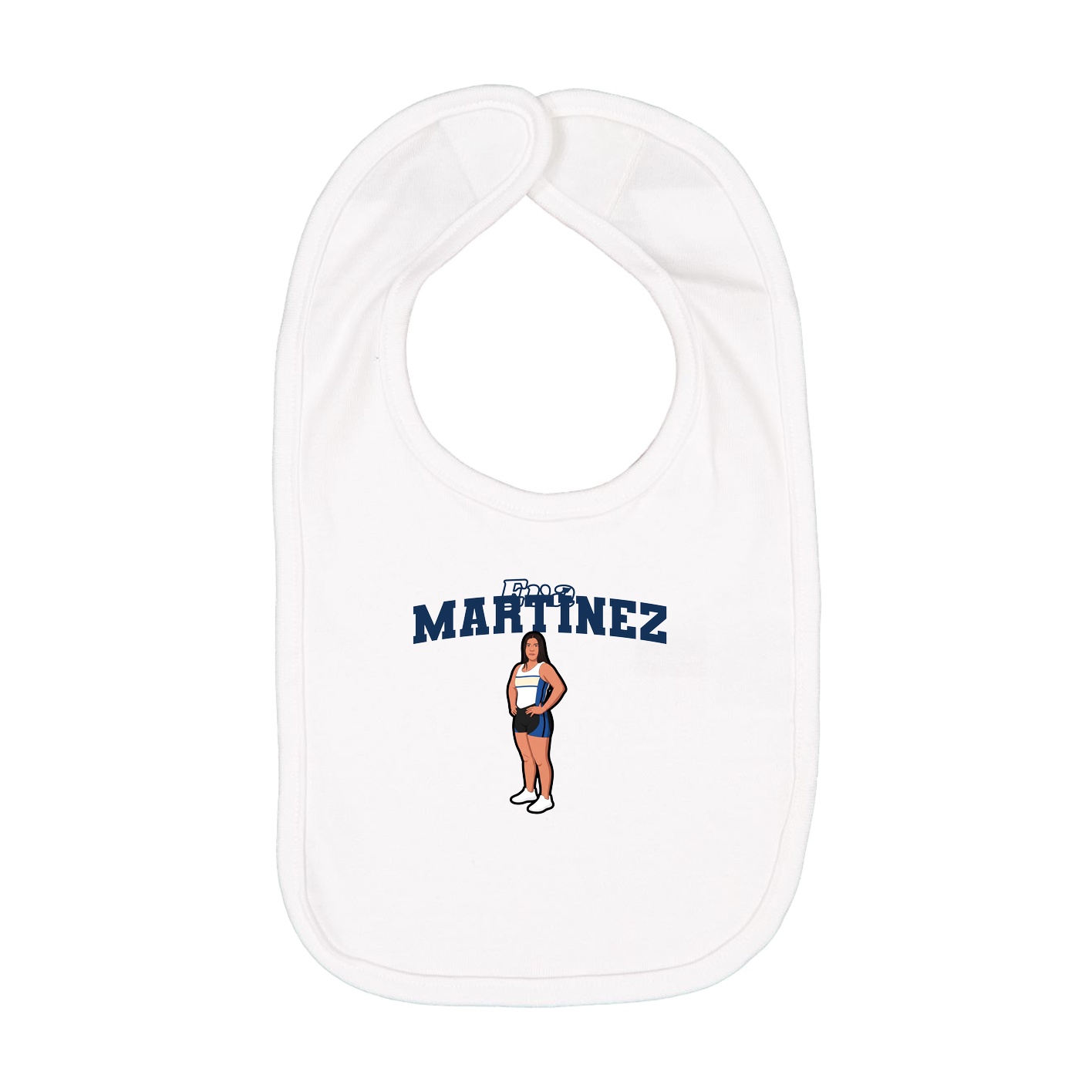 Infant Bib — Name Arch in White