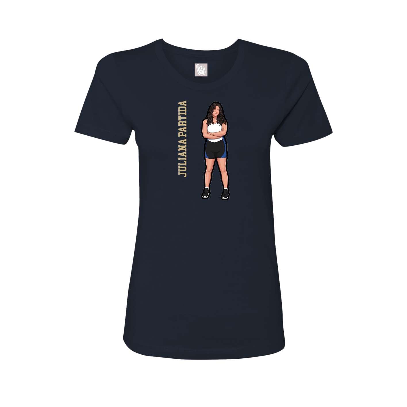 Fitted Women's Tee — Name Vertical in Navy