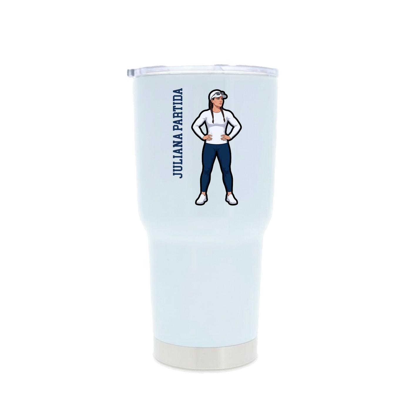 30oz Stainless Steel Tumbler — Name Vertical in White