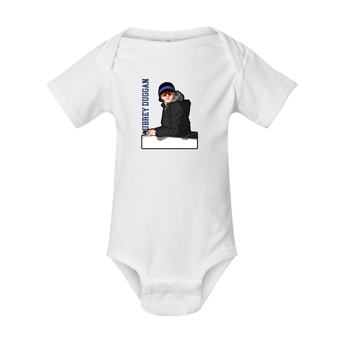 Baby Onesie — Name Vertical in White
