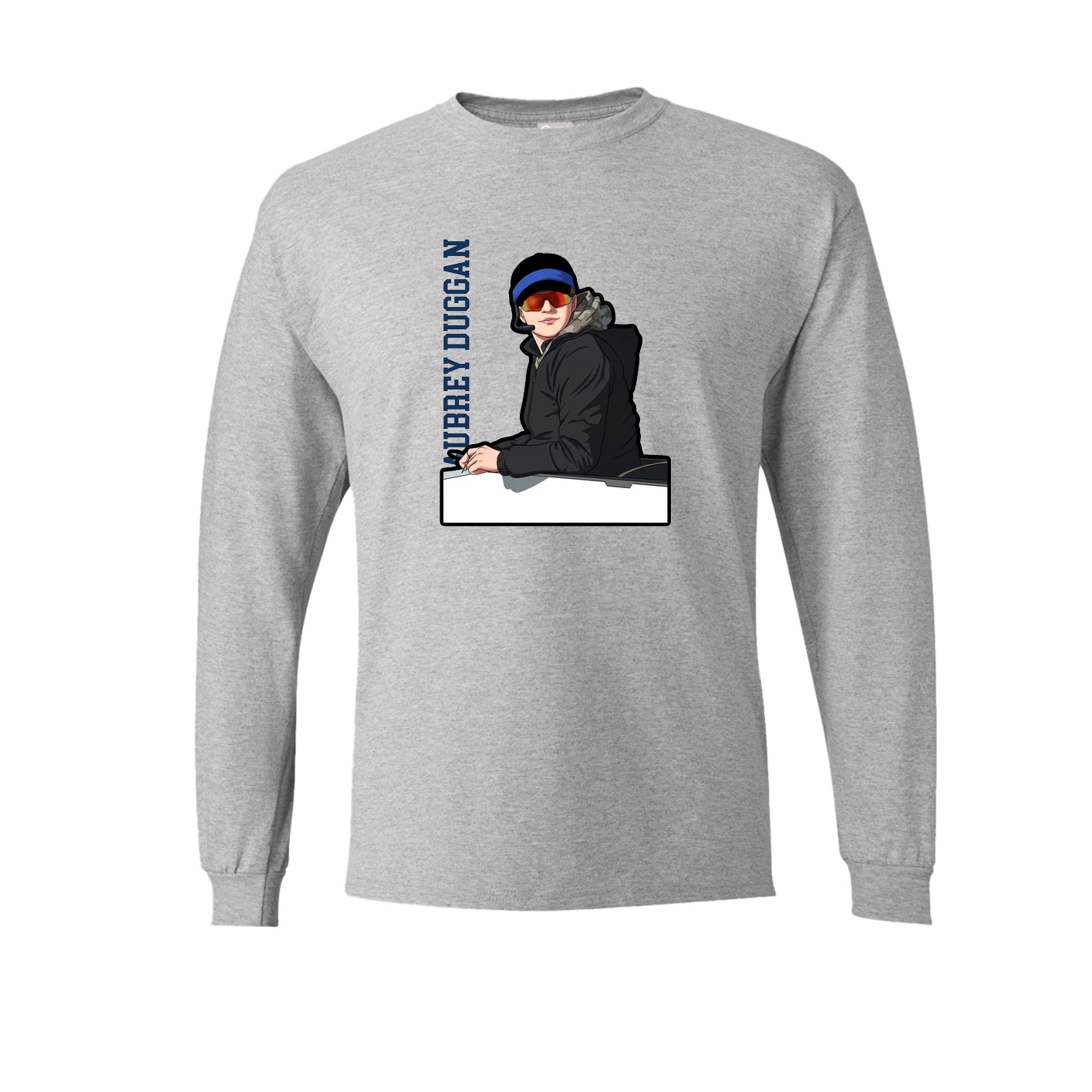 Long Sleeve Tee — Name Vertical in Grey