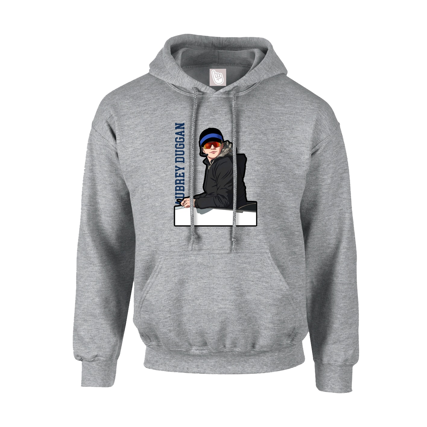 Hoodie — Name Vertical in Grey