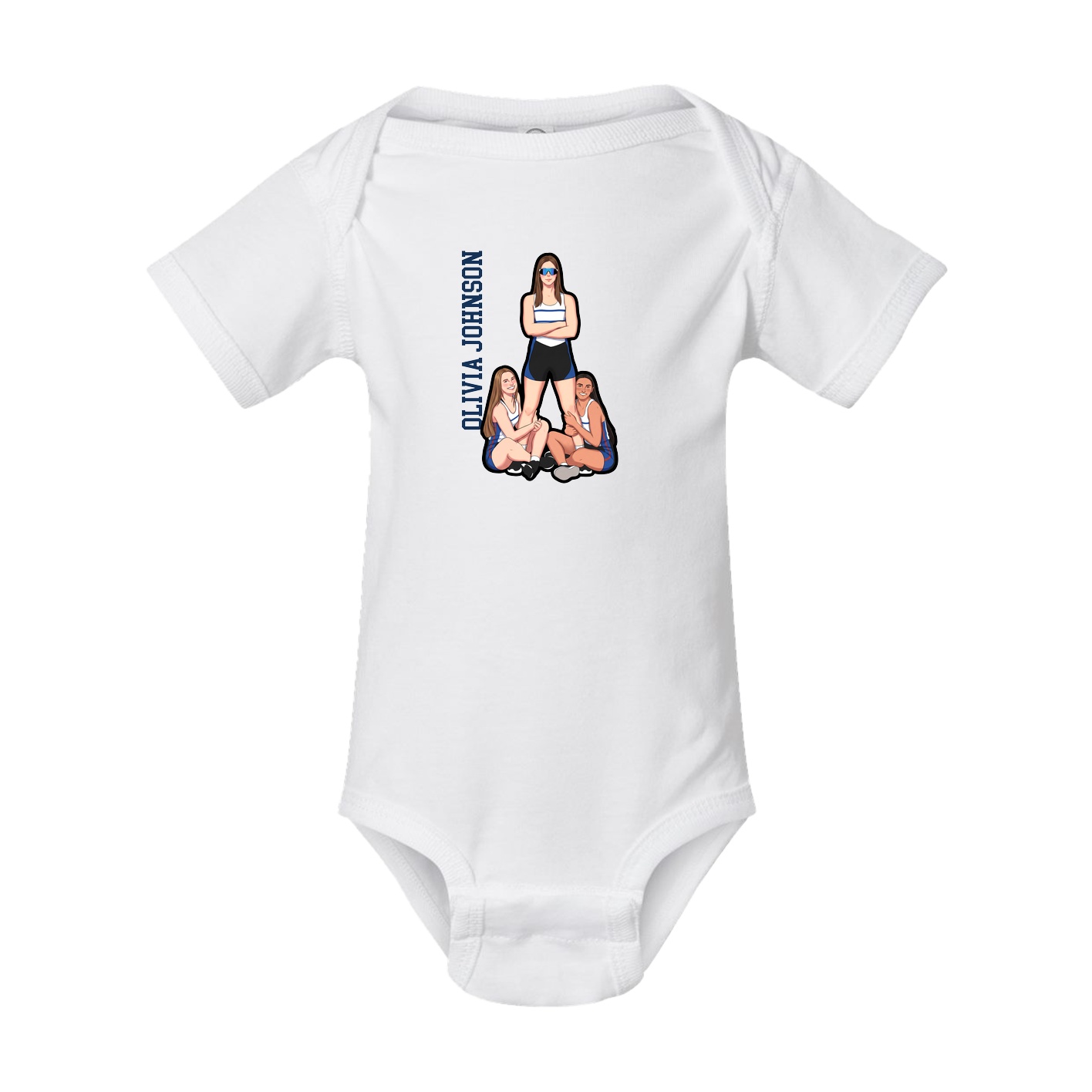 Baby Onesie — Name Vertical in White