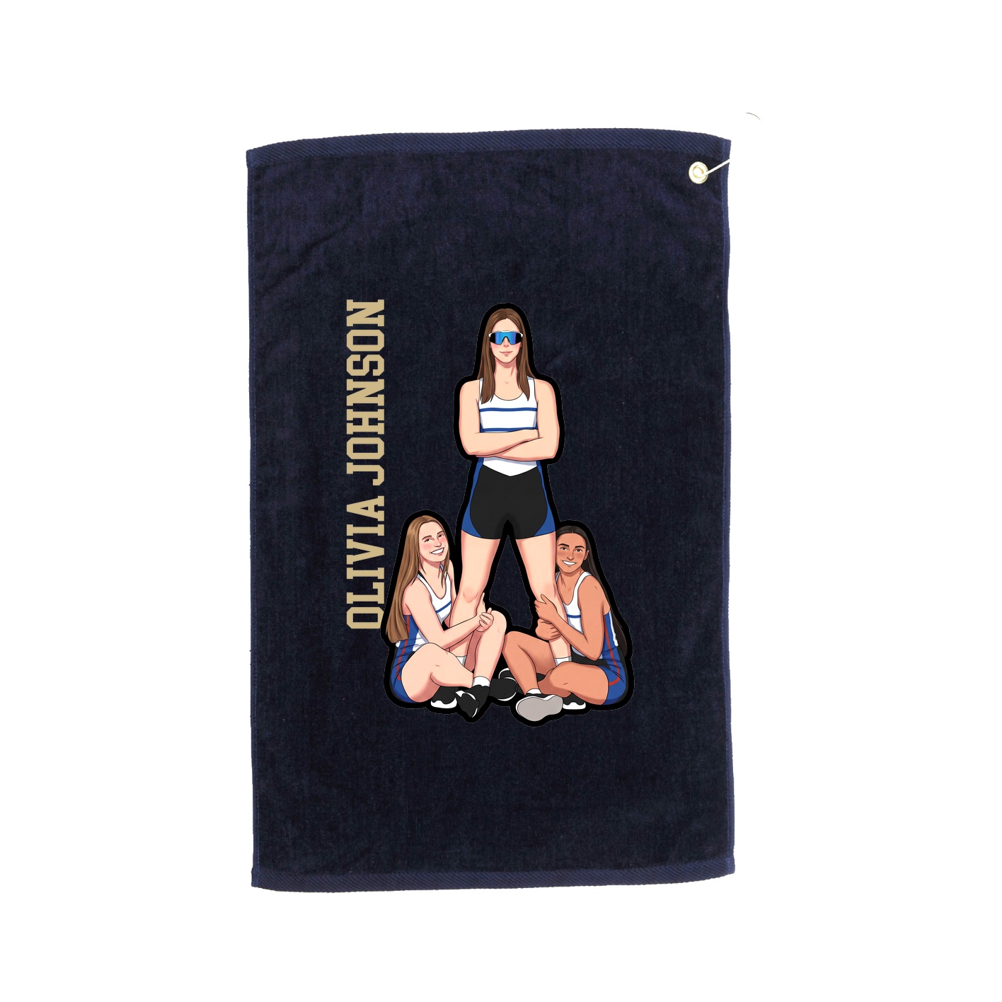 Golf Towel — Name Vertical in Navy