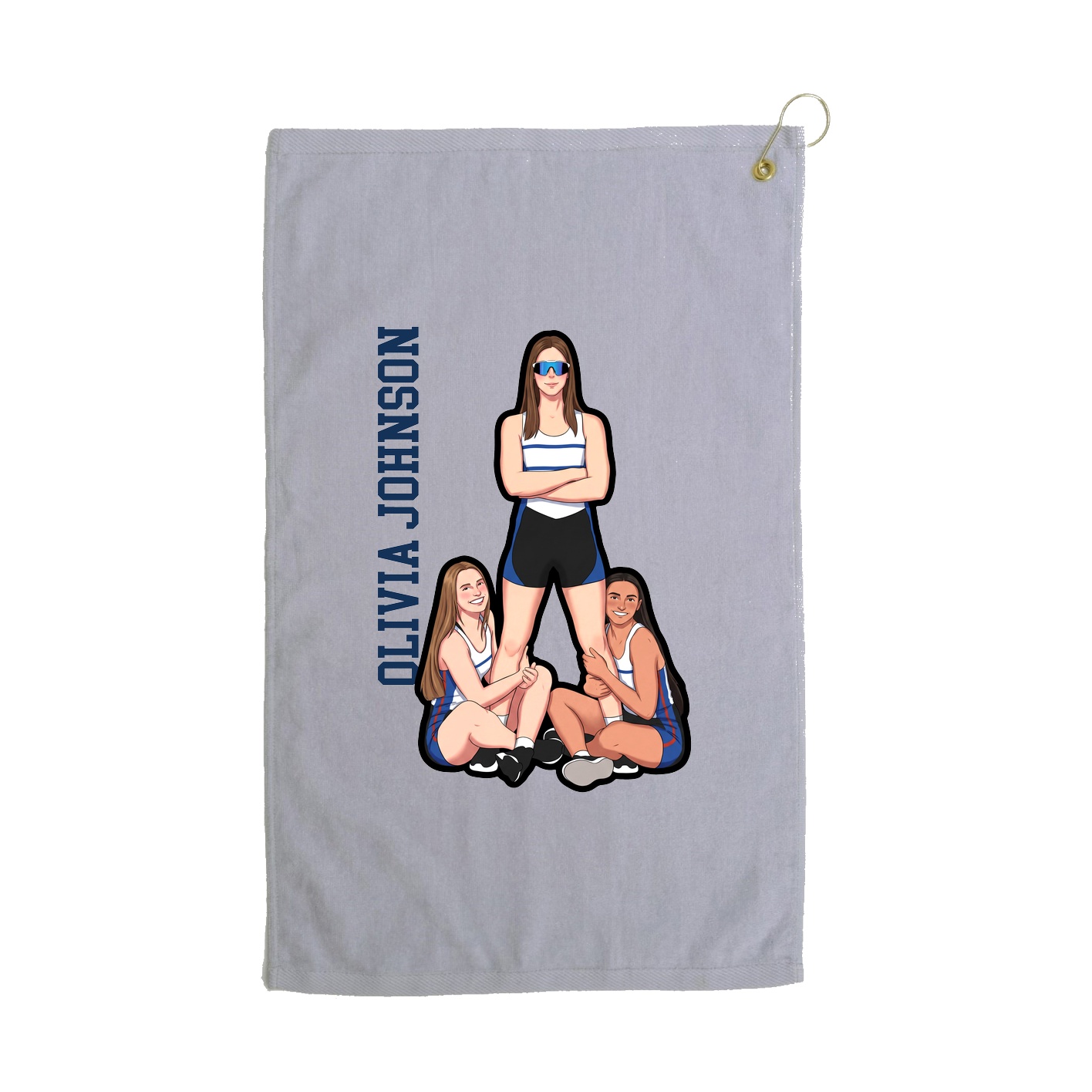 Golf Towel — Name Vertical in Grey