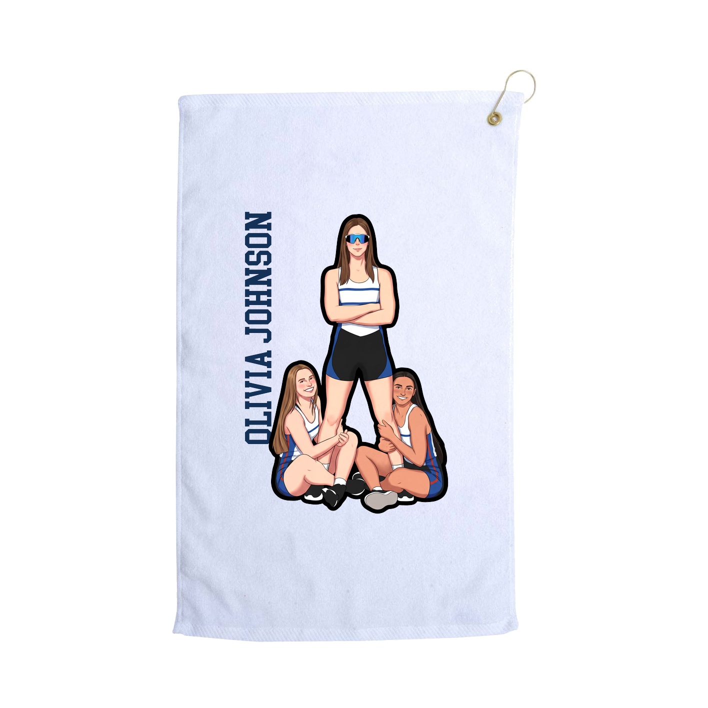 Golf Towel — Name Vertical in White