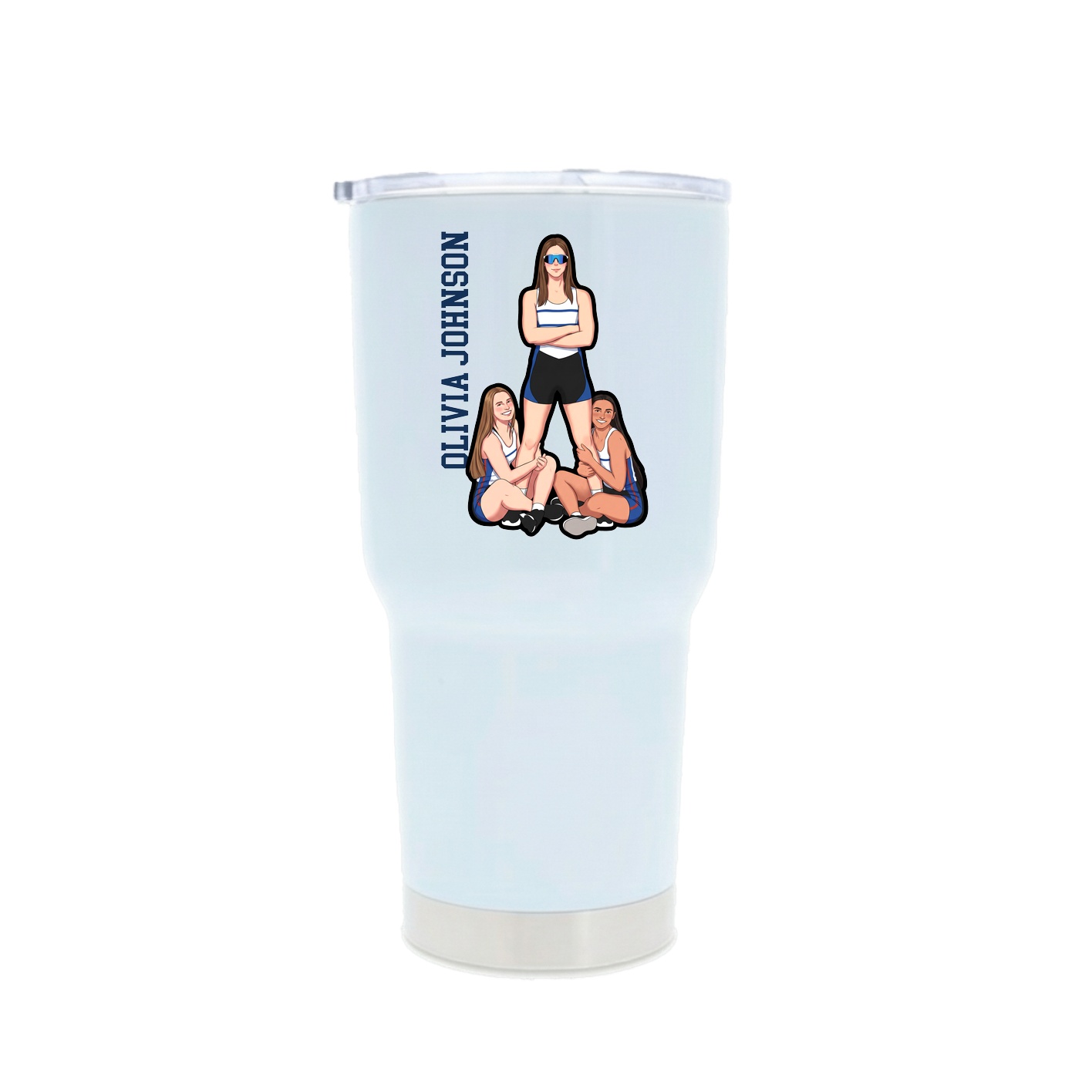 30oz Stainless Steel Tumbler — Name Vertical in White